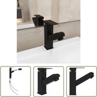 The Living Store Waschbeckenarmatur mit Herausziehbarer Brause Schwarz 157x172 mm - Waschbeckenarmatur - Küchenarmatur - Armatur Schwarz von MAISON CHIC