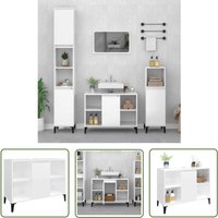 The Living Store Waschbeckenunterschrank Hochglanz-Weiß 80x33x60cm Holzwerkstoff - Badezimmermöbel - Holzwerkstoffschrank - Waschbeckenunterschrank von MAISON CHIC