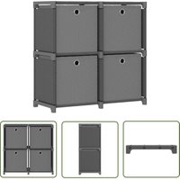 The Living Store Würfelregal mit 4 Boxen Grau 69x30x72,5 cm Stoff - Stauraumlösung - Wohnraumorganisation - Regal Grau - Textilregal - Bücherregal von MAISON CHIC