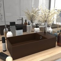 Longziming - Badezimmer-Waschbecken mit Überlauf Keramik Dunkelbraun von LONGZIMING