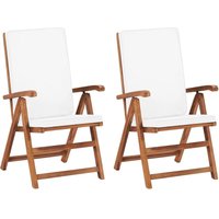 Garten-Liegestühle 2 Stk. mit Auflagen Massivholz Teak von LONGZIMING
