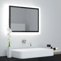 LED-Badspiegel Hochglanz-Grau 60x8,5x37 cm Spanplatte von LONGZIMING