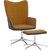 Bonnevie - Relaxsessel,TV Sessel für Wohnzimmer/Schlafzimmer/Lounge/Heimkino,Ruhesessel mit Hocker Braun Samt und pvc FNEDD557044 von BONNEVIE