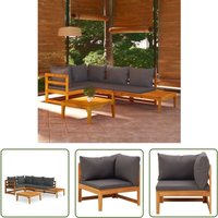 The Living Store 4-tlg. Garten-Lounge-Set mit Dunkelgrauen Kissen Akazienholz - Garten Lounge Set - Loungemöbel - Gartenmöbel - Esstisch - Gartentisch von MAISON EXCLUSIVE