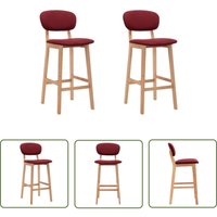 The Living Store Barhocker 2 Stk. Weinrot Stoff - Barhocker - Weinrot - Holztischstuhl - Küche - Wohnzimmer von MAISON EXCLUSIVE