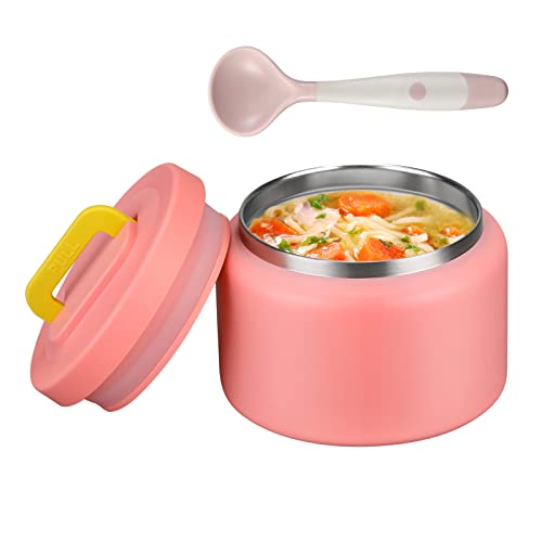 MAISON HUIS 227 ml Suppen-Thermoskanne mit breiter Öffnung, vakuumisoliert, auslaufsicher, Edelstahl, Thermoskanne für heiße und kalte Lebensmittel, Kinder, Suppenbehälter für Schule, Reisen (rosa) von MAISON HUIS