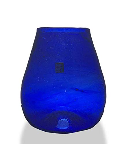 Maison Zoe Glasvase aus Recycling-Glas Dora - dunkelblau - blau - groß - Durchmesser ≈ 15cm - Höhe ≈ 21cm - 100% Handmade - Blumenvase - Vase mundgeblasen - Dekovase - Tischvase von MAISON ZOE HANDMADE ACCESSORIES