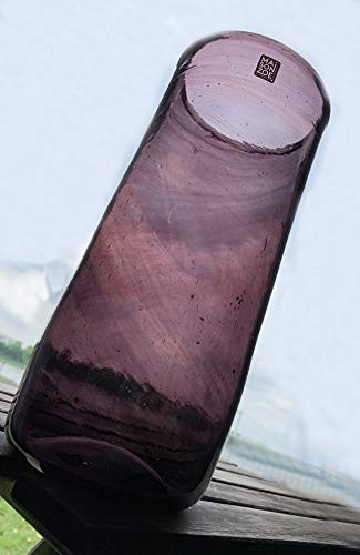 Maison Zoe Zylinder Glasvase aus Recycling-Glas Elena - lila - groß - Durchmesser ≈ 11cm Höhe ≈ 28cm - 100% Handmade - Blumenvase - Vase mundgeblasen - Dekovase - Tischvase von MAISON ZOE HANDMADE ACCESSORIES