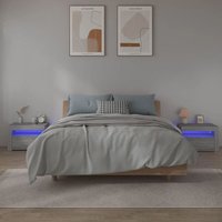 2 Stk. Nachttische, Nachtkommode, Beistelltisch, Nachtschrank für Schlafzimmer mit LEDs Grau Sonoma 60x35x40 cm MAIW96967 Maisonchic von MAISONCHIC