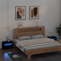 Maisonchic - 2 Stk. Nachttische, Nachtkommode, Beistelltisch, Nachtschrank für Schlafzimmer mit LEDs Schwarz 60x35x40 cm MAIW94741 von MAISONCHIC