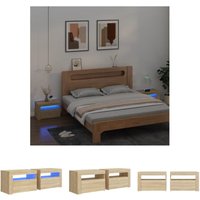 2 Stk. Nachttische, Nachtkommode, Beistelltisch, Nachtschrank für Schlafzimmer mit LEDs Sonoma-Eiche 60x35x40 cm MAIW95482 Maisonchic von MAISONCHIC