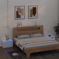 2 Stk. Nachttische, Nachtkommode, Beistelltisch, Nachtschrank für Schlafzimmer mit LEDs Weiß 60x35x40 cm MAIW95169 Maisonchic von MAISONCHIC