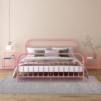 2 Stk.Nachttisch,Nachtschrank,Beistelltisch Rosa Transparent Metall und Glas -73475 - Rosa von MAISONCHIC