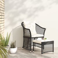 2-tlg. Garten-Lounge-Set Gartenmöbel-Set Terrassen-Sitzgruppe mit Kissen Schwarz Poly Rattan ZDEH56214 Maisonchic von MAISONCHIC