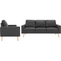 2-tlg. Sofagarnitur Sofa Loungesofa Couch Modern Stoff Dunkelgrau DE84586 von MAISONCHIC