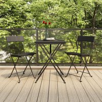2er Set Bistrostühle Gartenstühle Stühle für Garten Terrasse Balkon Klappbar Schwarz Poly Rattan und Stahl DE98036 von MAISONCHIC