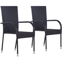 2er Set Gartenstühle Gartensessel Klappbare Stühle für Garten Terrasse Balkon Poly Rattan Schwarz DE35398 von MAISONCHIC