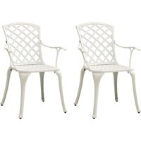 2er Set Gartenstühle Gartensessel Stühle für Garten Terrasse Balkon Aluminiumguss Weiß DE80544 von MAISONCHIC