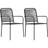 2er Set Gartenstühle Gartensessel Stühle für Garten Terrasse Balkon Baumwollseil und Stahl Schwarz DE22002 von MAISONCHIC