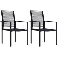2er Set Gartenstühle Gartensessel Stühle für Garten Terrasse Balkon pvc Rattan Schwarz DE70882 von MAISONCHIC