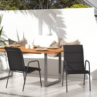 2er Set Gartenstühle Gartensessel Stühle für Garten Terrasse Balkon Stahl und Textilene Schwarz DE89309 von MAISONCHIC