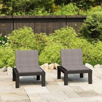 2er Set Gartenstühle Gartensessel Stühle für Garten Terrasse Balkon mit Auflagen Kunststoff Grau DE84719 von MAISONCHIC