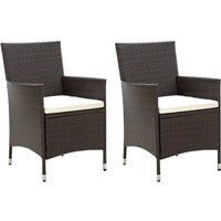 2er Set Gartenstühle Gartensessel Stühle für Garten Terrasse Balkon mit Sitzpolster Poly Rattan Braun DE89333 von MAISONCHIC