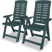 2er Set Gartenstühle Gartensessel Verstellbare Stühle für Garten Terrasse Balkon Kunststoff Grün DE37432 von MAISONCHIC