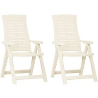 2er Set Gartenstühle Gartensessel Verstellbare Stühle für Garten Terrasse Balkon Kunststoff Weiß DE40343 von MAISONCHIC