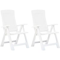 2er Set Gartenstühle Gartensessel Verstellbare Stühle für Garten Terrasse Balkon Kunststoff Weiß DE94175 von MAISONCHIC