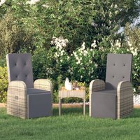 2er Set Gartenstühle Gartensessel mit Kissen Stühle für Garten Terrasse Balkon Grau Poly Rattan DE53233 von MAISONCHIC