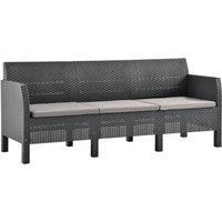 Maisonchic - 3-Sitzer Gartensofa,Gartenstuhl,Lounge-Sofa mit Kissen Anthrazit pp Rattan AGHDE800861 von MAISONCHIC