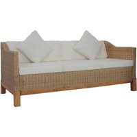 3-Sitzer-Sofa Loungesofa Couch Modern mit Polstern Natürliches Rattan DE21557 von MAISONCHIC