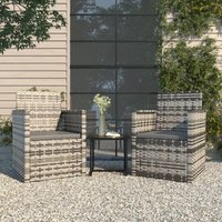 3-tlg. Garten-Lounge-Set Gartenmöbel-Set Terrassen-Sitzgruppe mit Kissen Poly Rattan Grau ZDEH82630 Maisonchic von MAISONCHIC