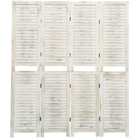 Maisonchic - 4-Paneel Paravent Raumteiler Sichtschutz für Balkon, Garten Antik-Weiß 140x165 cm Holz DE67798 von MAISONCHIC