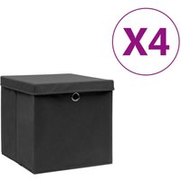 4 Stk. Aufbewahrungsboxen,Werkzeugaufbewahrung,Lagerbox mit Deckeln 28x28x28 cm Schwarz CIW84716 Maisonchic von MAISONCHIC