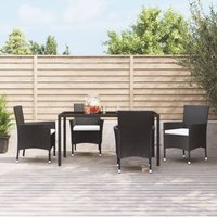 Maisonchic - 4 Stk. Gartenstühle, Gartensessel, Gartengarnitur, Balkonstühle mit Kissen Poly Rattan Schwarz LLOAQ438043 von MAISONCHIC