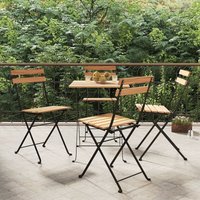 4er Set Bistrostühle Gartenstühle Stühle für Garten Terrasse Balkon Klappbar Massivholz Teak und Stahl DE73593 von MAISONCHIC
