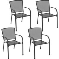 4er Set Gartenstühle Gartensessel Stühle für Garten Terrasse Balkon Mesh-Design Anthrazit Stahl DE72352 von MAISONCHIC
