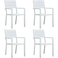 4er Set Gartenstühle Gartensessel Stühle für Garten Terrasse Balkon Weiß hdpe Holz-Optik DE77039 von MAISONCHIC