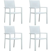 4er Set Gartenstühle Gartensessel Stühle für Garten Terrasse Balkon Weiß Kunststoff Rattan-Optik DE52693 von MAISONCHIC