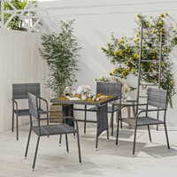5-tlg. Gartenmöbel Set Sitzgruppe Garten mit Tisch und Stühlen - Poly Rattan Grau BV159716 Bonnevie von BONNEVIE