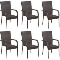 Maisonchic - 6 Stk. Stapelbare Gartenstühle Stapelstuhl Terrasse Poly Rattan Braun BZRBD595010 von MAISONCHIC