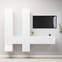 6-tlg. TV-Schrank-Set TV-Lowboard für Wohnzimmer TV-Möbel Weiß Holzwerkstoff DE54696 von MAISONCHIC