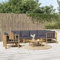 Maisonchic - 7-tlg. Garten-Lounge-Set Gartenmöbel-Set Terrassen-Sitzgruppe mit Dunkelgrauen Kissen Bambus ZDEH75239 von MAISONCHIC