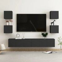 Maisonchic - 7-tlg. TV-Schrank-Set TV-Lowboard für Wohnzimmer TV-Möbel Schwarz Holzwerkstoff DE97837 von MAISONCHIC