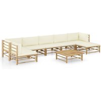 Maisonchic - 8-tlg. Garten-Lounge-Set Gartenmöbel-Set Terrassen-Sitzgruppe mit Cremeweißen Kissen Bambus ZDEH96844 von MAISONCHIC