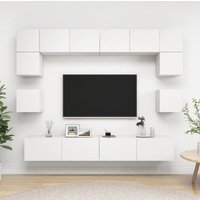 8-tlg. TV-Schrank-Set TV-Lowboard für Wohnzimmer TV-Möbel Weiß Holzwerkstoff DE41747 von MAISONCHIC