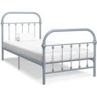 Bettgestell, Einzelbett, Bettrahmen, Schlafzimmerbett Grau Metall 90×200 cm LLLA358510 Maisonchic von MAISONCHIC