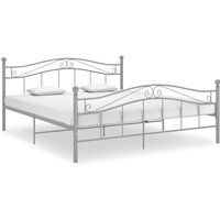 Bettgestell Doppelbett Bett für Schlafzimmer Grau Metall 140x200 cm DE88454 von MAISONCHIC
